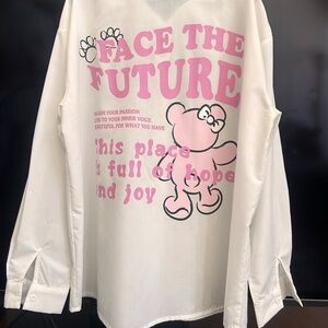 SHEIN White and Pink Kids Shirt